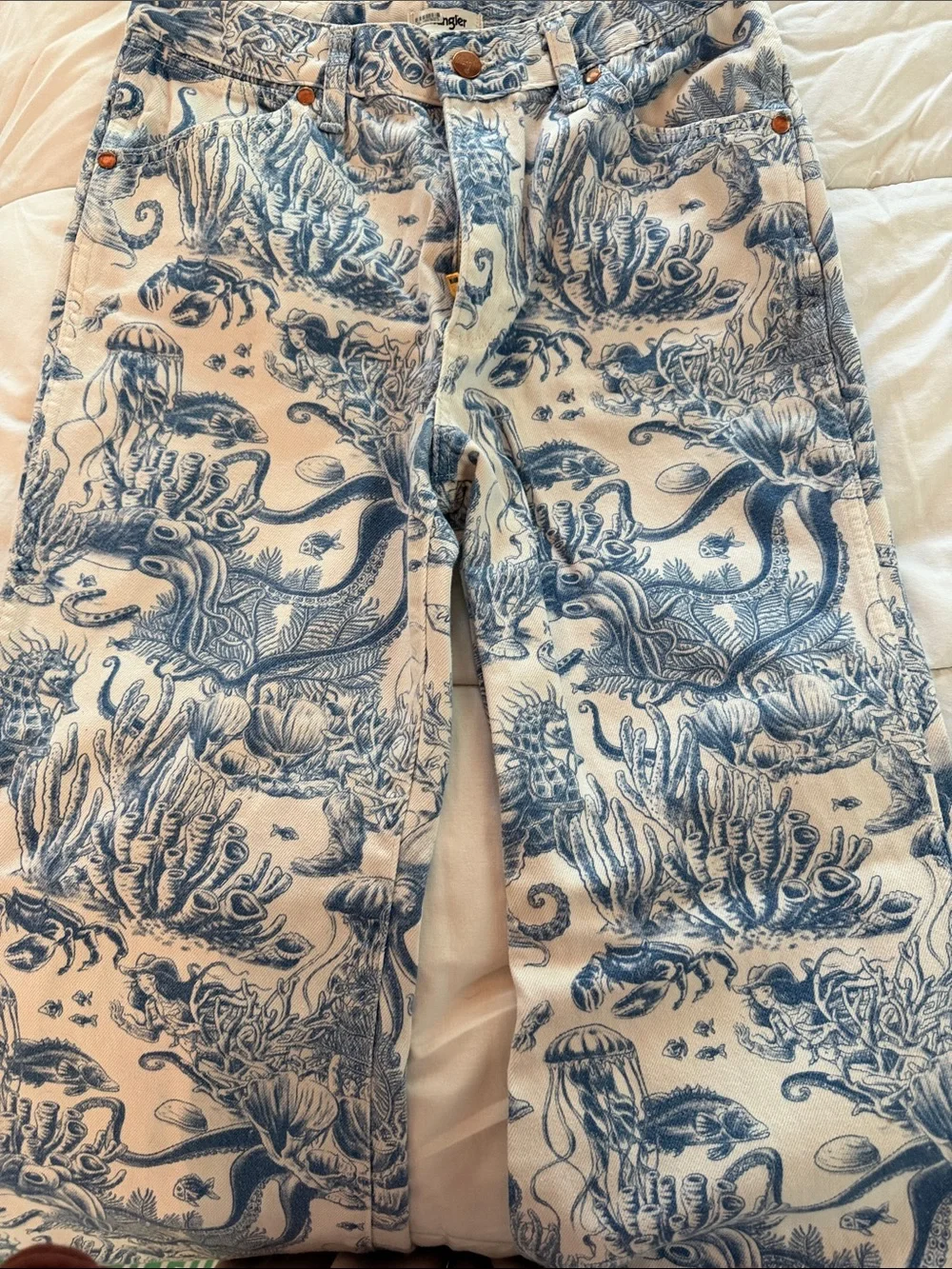 Wrangler Wanderer Blue and White Nautical  Printed Jeans - Picture 5 of 7